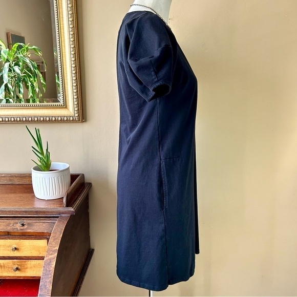 Anthropologie Velvet Graham and Spencer Black Puff Sleeve Mini Dress Pockets S - Picture 7 of 10